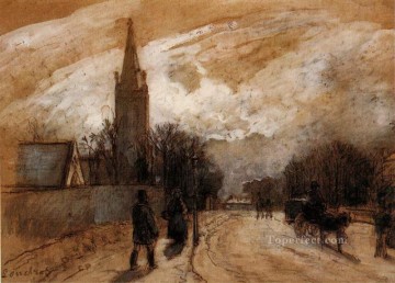  Saints Canvas - study for all saints church upper norwood 1871 Camille Pissarro